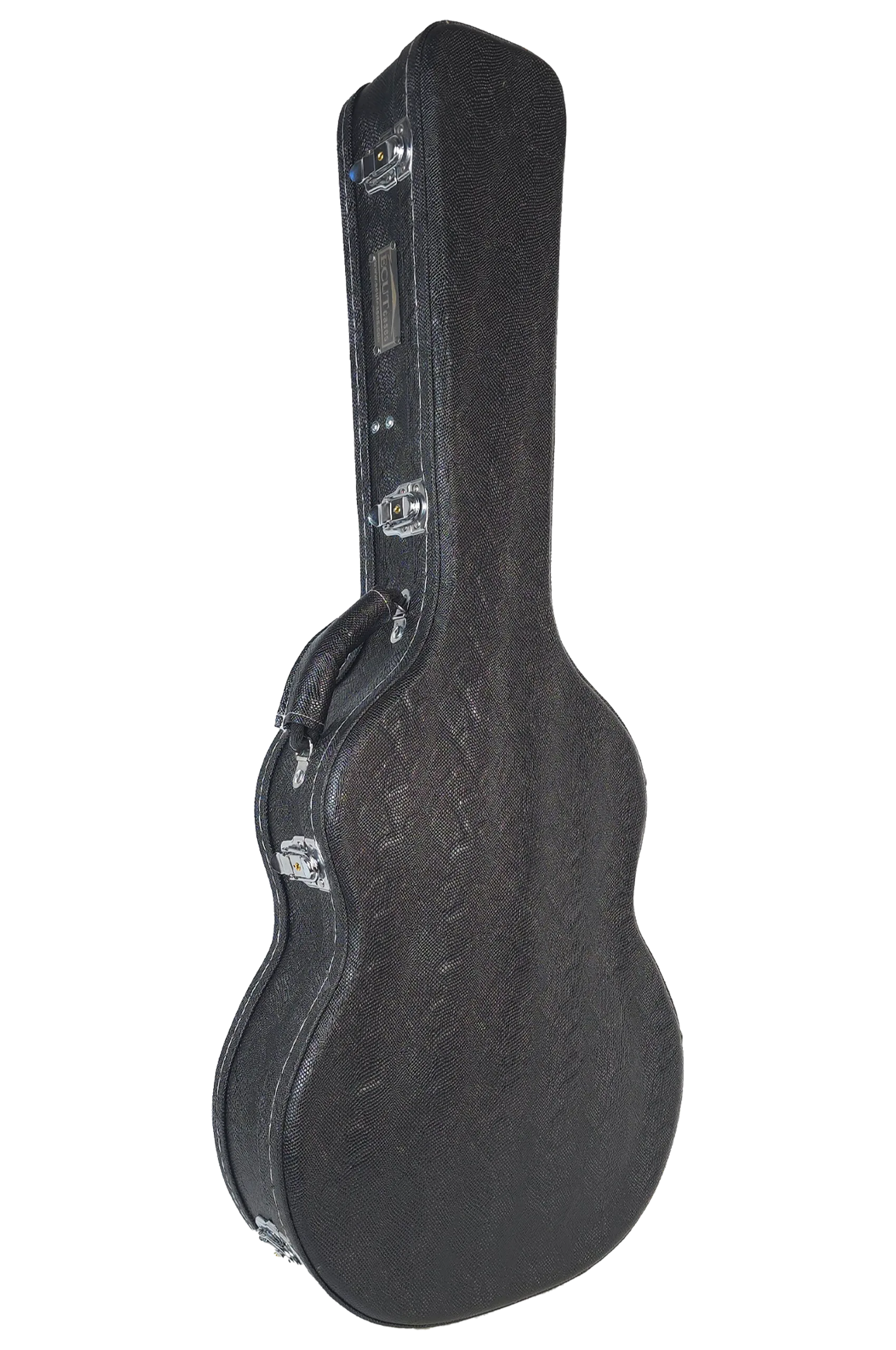 هاردکیس گیتار کلاسیک ایکات کیس پیتون مشکی براق با پوشش داخلی مشکی A5C-S1-22-7 — نمای روبرو (کیس بسته)