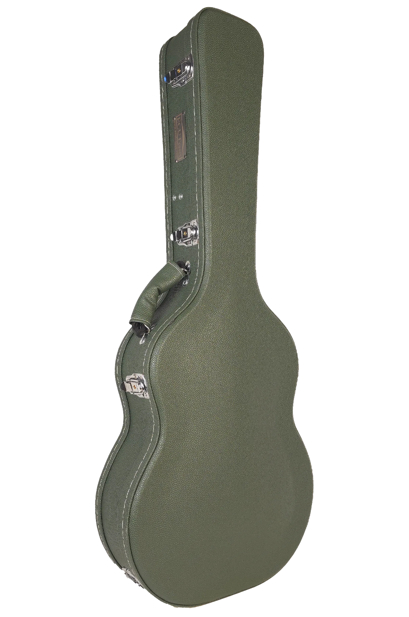 هاردکیس گیتار کلاسیک ایکات کیس سبز زیتونی با پوشش داخلی خردلی A5C-S1-27-9 — نمای روبرو (کیس بسته)