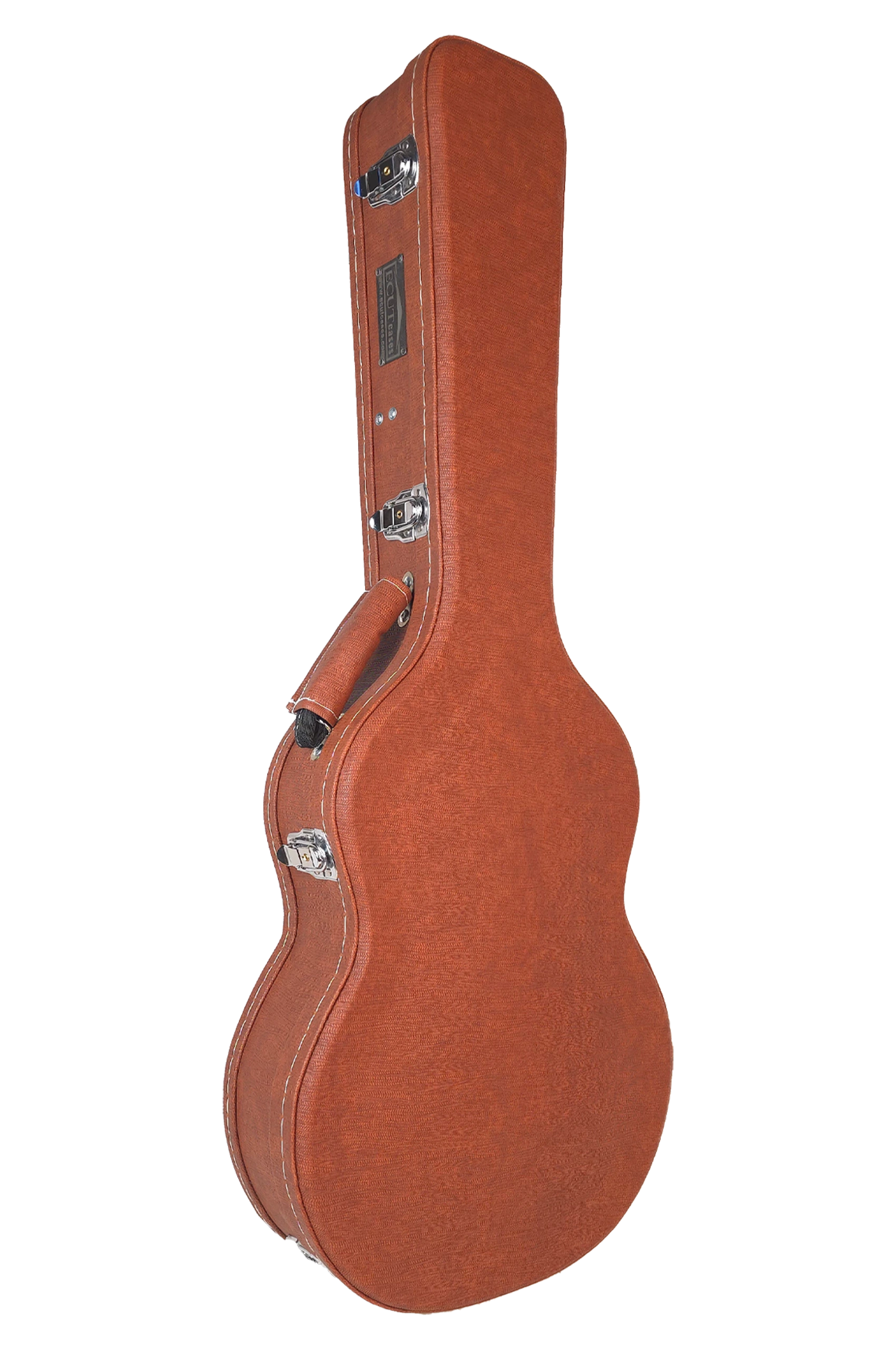 هاردکیس گیتار کلاسیک ایکات کیس عسلی با پوشش داخلی خردلی A5C-S1-12-9 — نمای روبرو (کیس بسته)