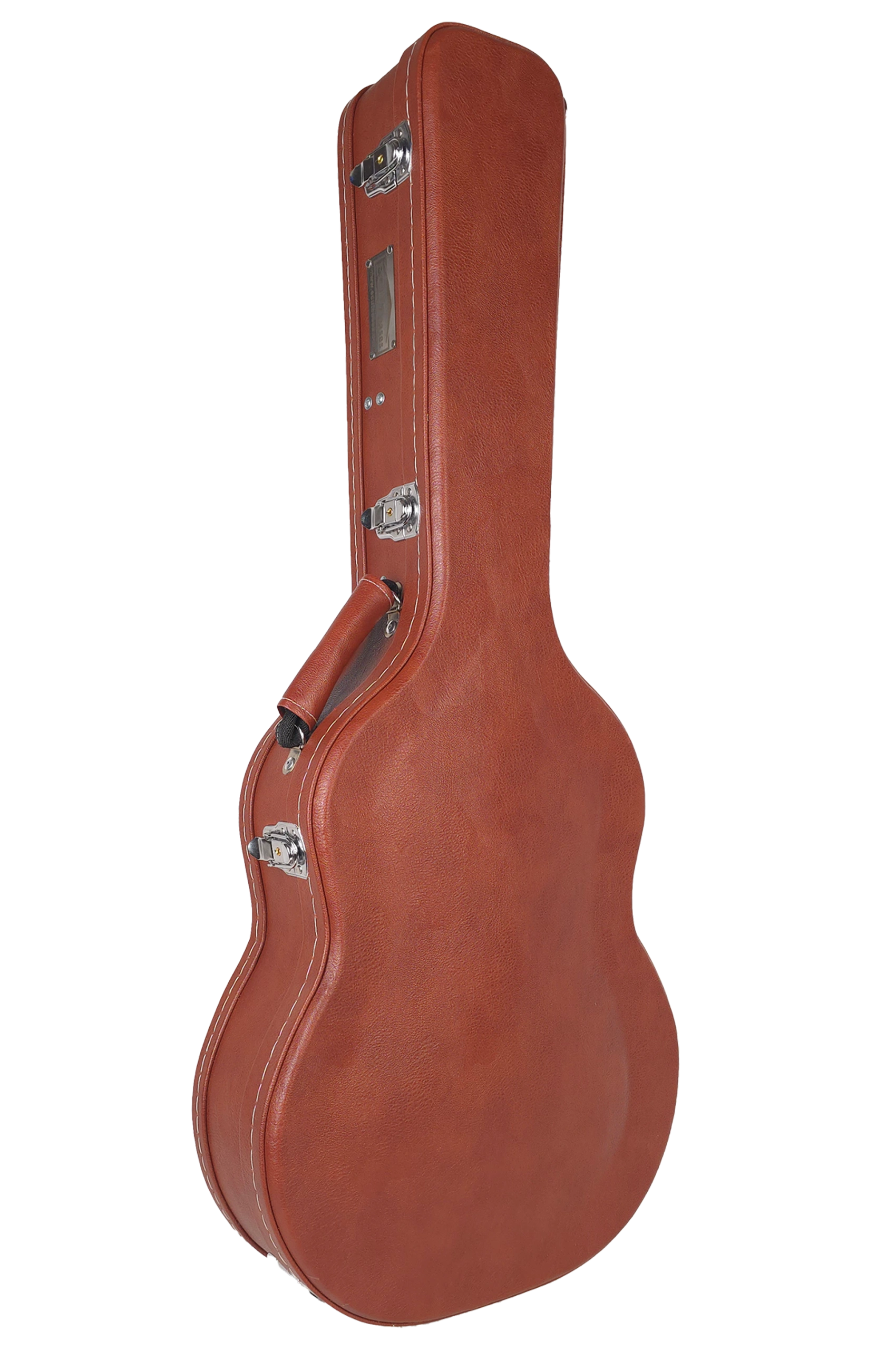 هاردکیس گیتار کلاسیک ایکات کیس عسلی با پوشش داخلی قرمز A5C-S1-15-8 — نمای روبرو (کیس بسته)