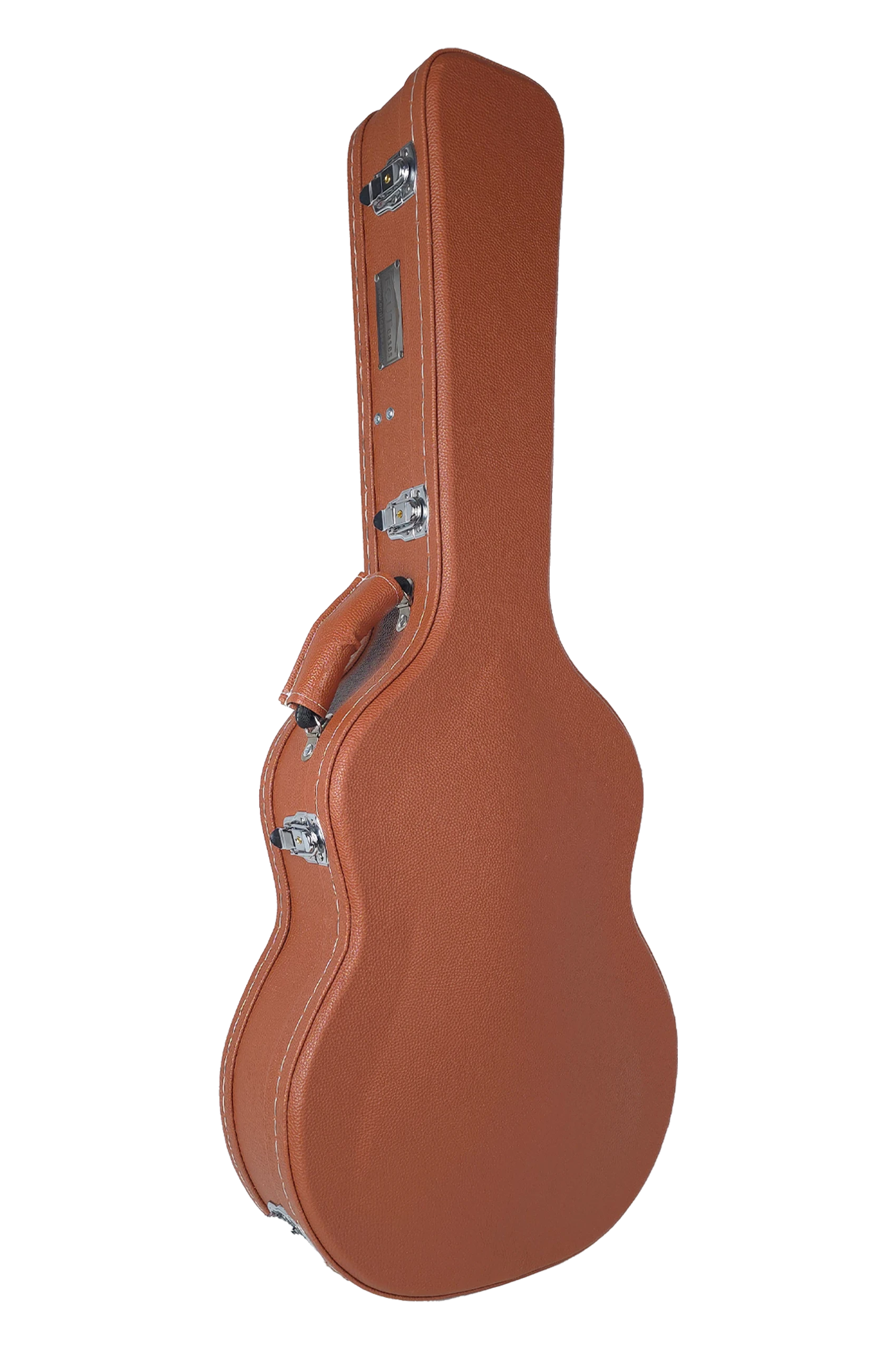 هاردکیس گیتار کلاسیک ایکات کیس عسلی با آستر خردلی A5C-S1-25-9 — نمای روبرو (کیس بسته)