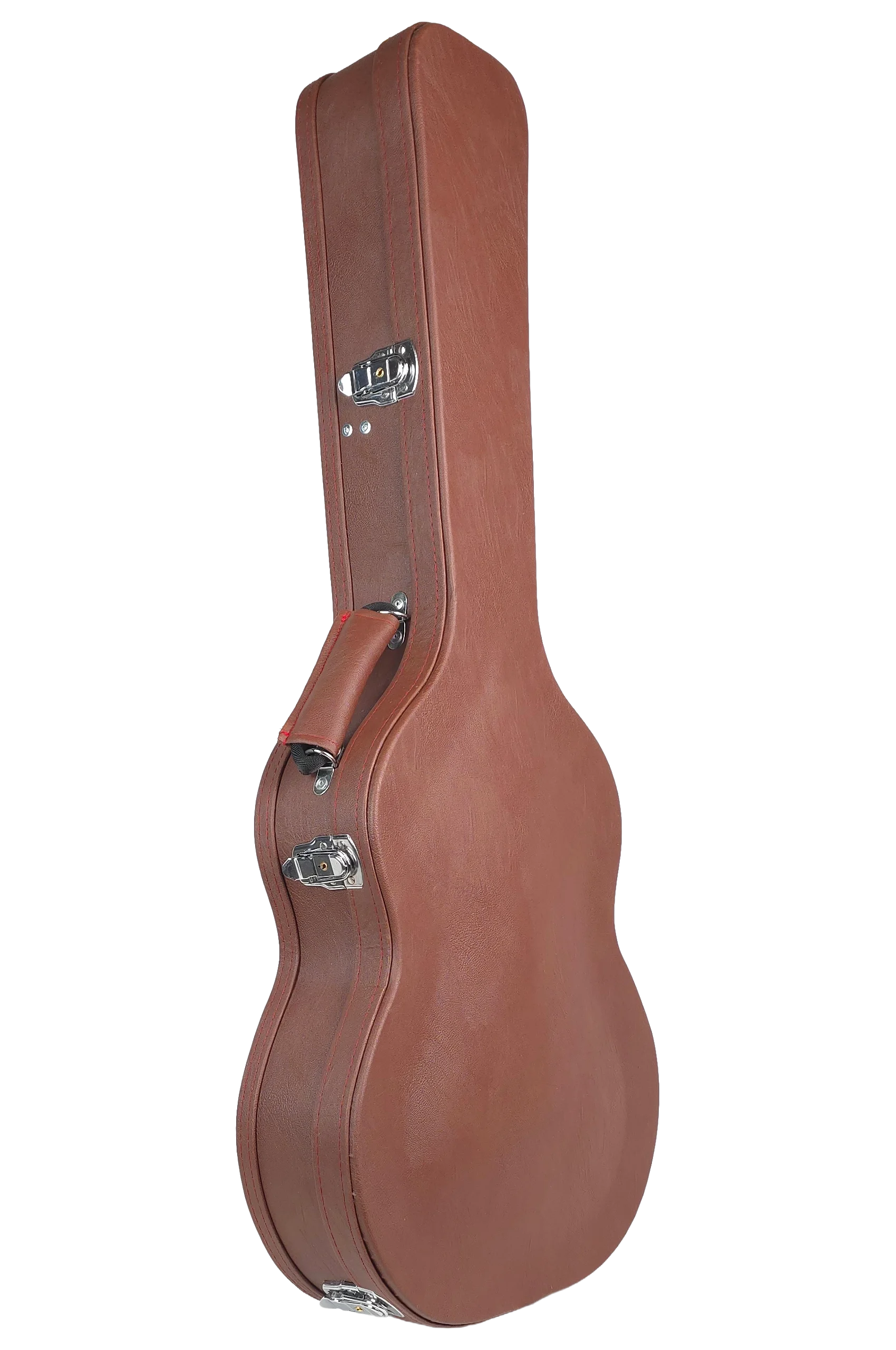 هاردکیس گیتار کلاسیک ایکات کیس عسلی با پوشش داخلی زرشکی B3C-S2-3-1 — نمای روبرو (کیس بسته)