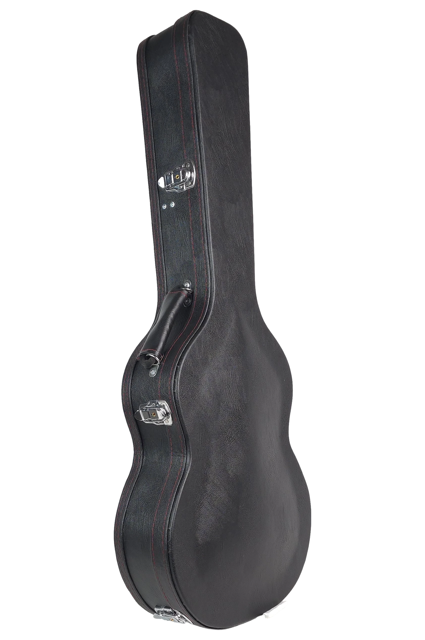 هاردکیس گیتار کلاسیک ایکات کیس مشکی با پوشش داخلی زرشکی B3C-S2-1-1 — نمای روبرو (کیس بسته)